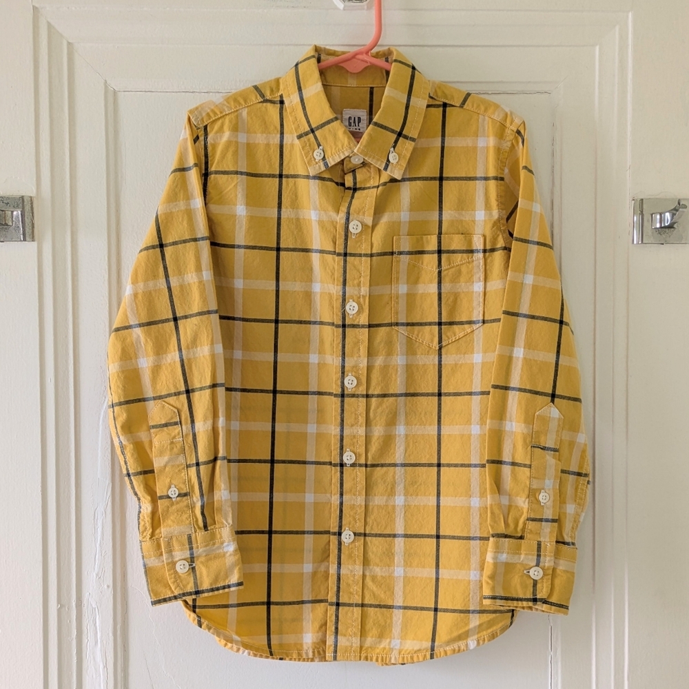 4/$25 Gap Yellow Plaid Button Down Shirt